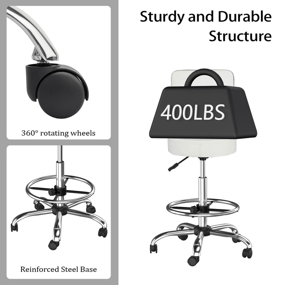 Adjustable Hydraulic Garage Stool With Swivel Rolling Salon Tattoo Chair 8