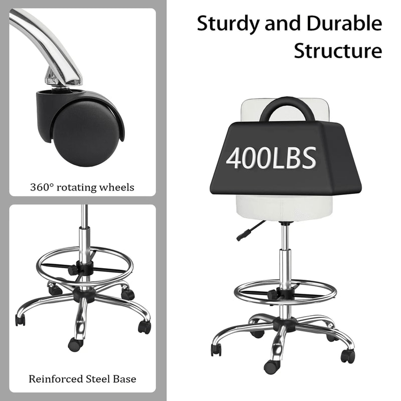 Adjustable Hydraulic Garage Stool With Swivel Rolling Salon Tattoo Chair 8