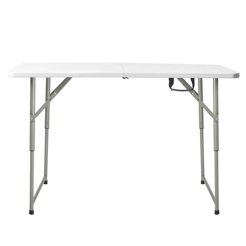 White Foldable Lift Patio Table Portable Garden Party Table For IndoorsOutdoors 1