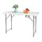 White Foldable Lift Patio Table Portable Garden Party Table For IndoorsOutdoors 0