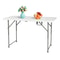 White Foldable Lift Patio Table Portable Garden Party Table For IndoorsOutdoors 0
