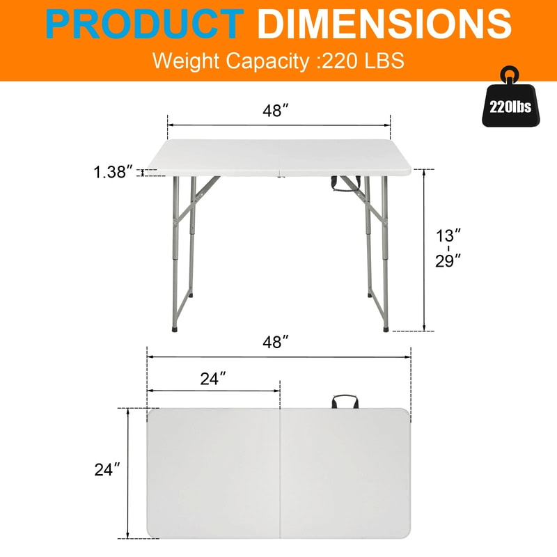 White Foldable Lift Patio Table Portable Garden Party Table For IndoorsOutdoors 10