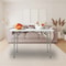 White Foldable Lift Patio Table Portable Garden Party Table For IndoorsOutdoors 9