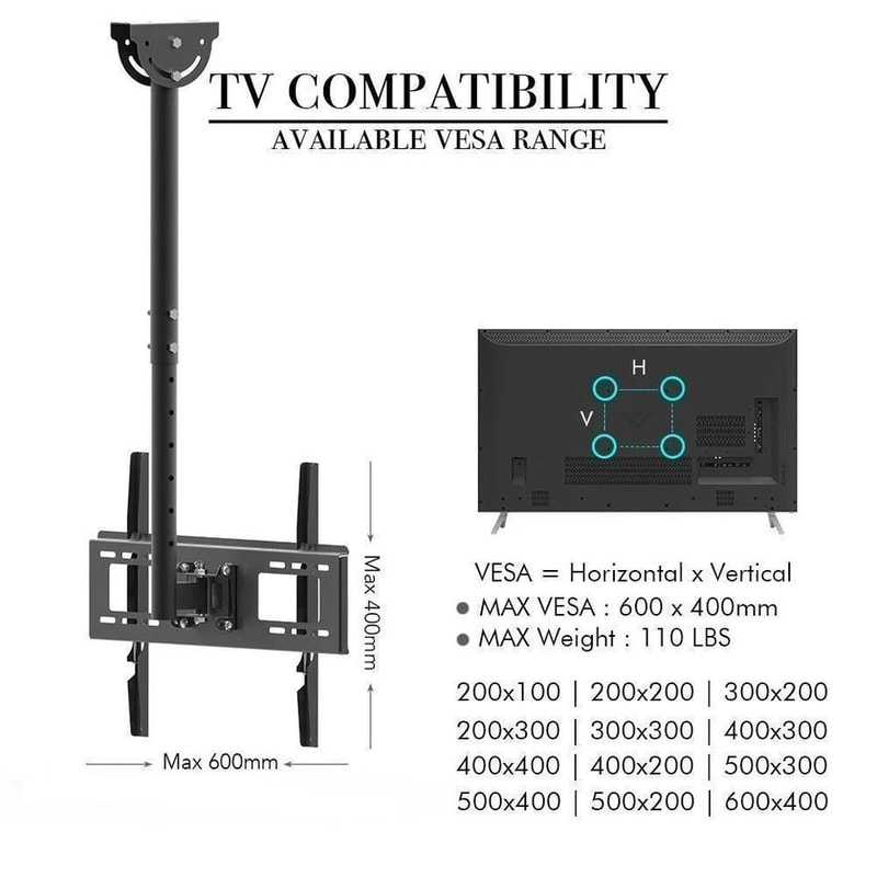 Heavy Duty Ceiling TV Mount Bracket Swivel Tilt LED LCD TVs 6