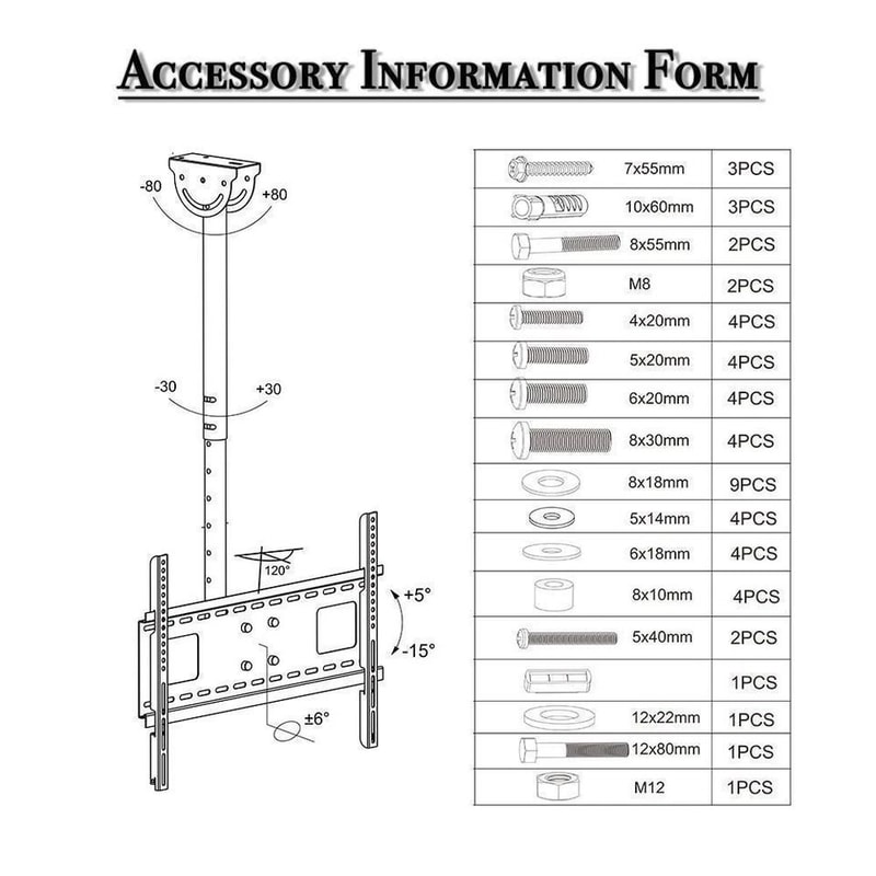 Heavy Duty Ceiling TV Mount Bracket Swivel Tilt LED LCD TVs 10