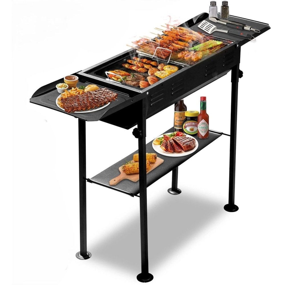 Portable BBQ Charcoal Grill With Foldable Kabob Rack Carry Bag Perfect For Outdoor Cooking Picnic 0