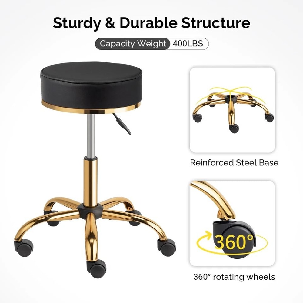Premium Rolling Salon Stool With Swivel Adjustable 5