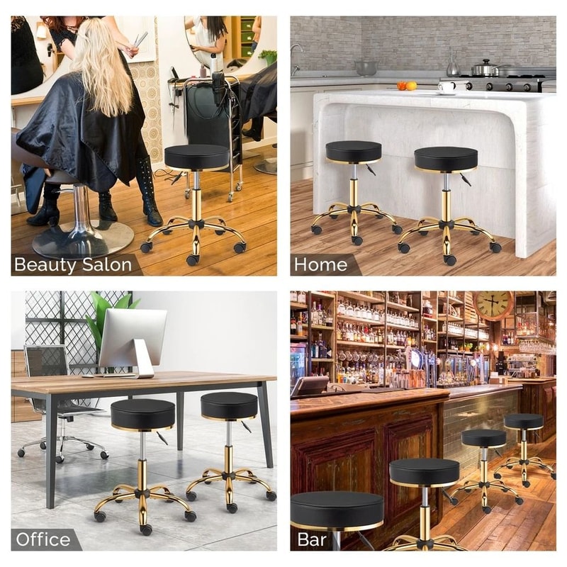 Premium Rolling Salon Stool With Swivel Adjustable 6