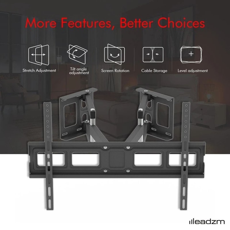 Full Motion TV Wall Mount Bracket For TVs Adjustable Swivel And Tilt Heavy Duty Steel Construction 7