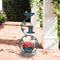 Vintage Outdoor Bird Bath With Solar Feeder Planter Pedestal Blue Garden Decor 7