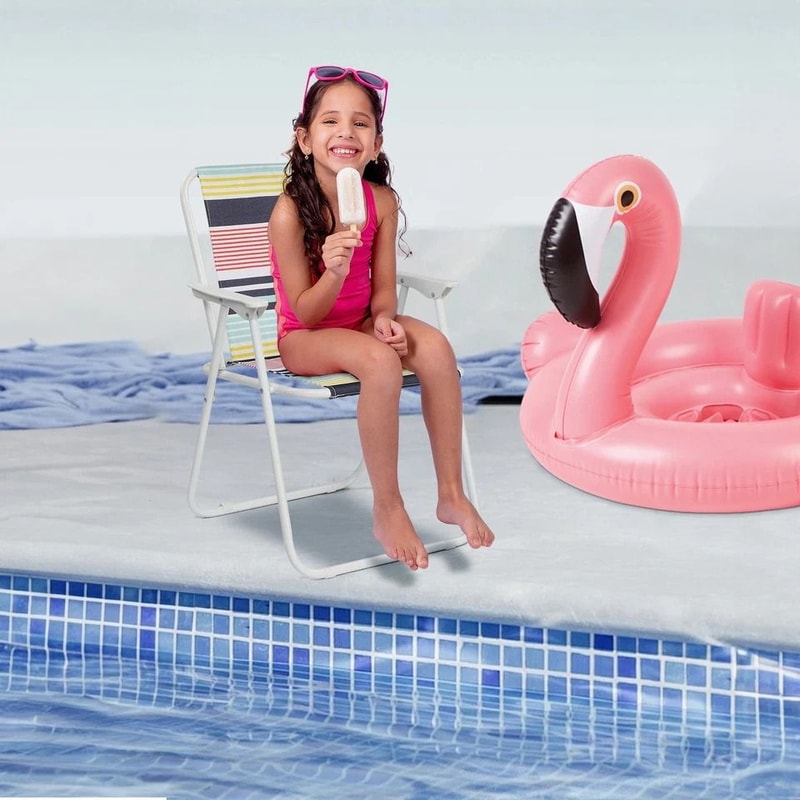 Portable Folding Beach Chair With Colorful Stripes Lightweight Comfortable For Outdoor Activities 5