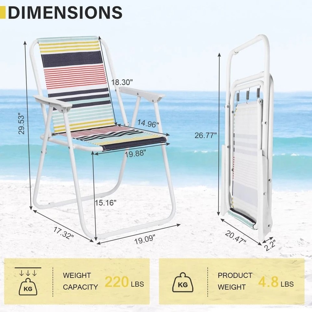 Portable Folding Beach Chair With Colorful Stripes Lightweight Comfortable For Outdoor Activities 6