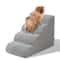 Premium Grey Memory Foam 4Step Pet Stairs For Dogs Cats NonSlip Ladder For Beds Couches 0