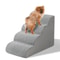 Premium Grey Memory Foam 4Step Pet Stairs For Dogs Cats NonSlip Ladder For Beds Couches 0