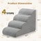 Premium Grey Memory Foam 4Step Pet Stairs For Dogs Cats NonSlip Ladder For Beds Couches 7