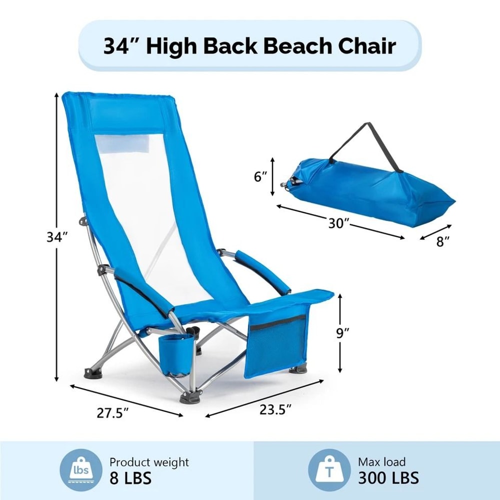 Portable Folding Beach Chair With Backrest Ideal For Lawn Patio Outdoor Activities 1