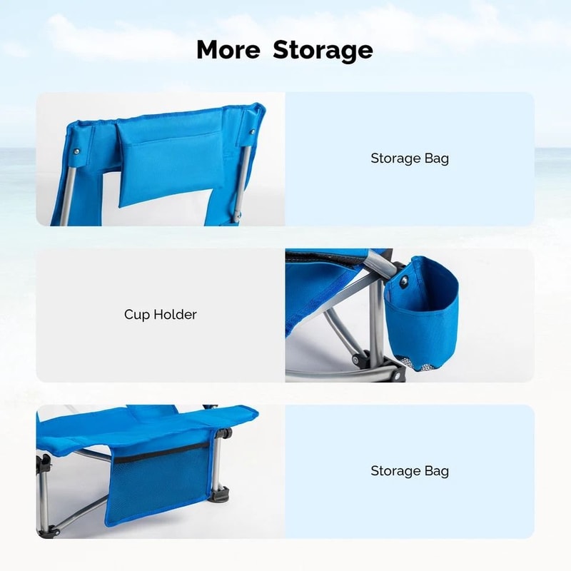 Portable Folding Beach Chair With Backrest Ideal For Lawn Patio Outdoor Activities 4