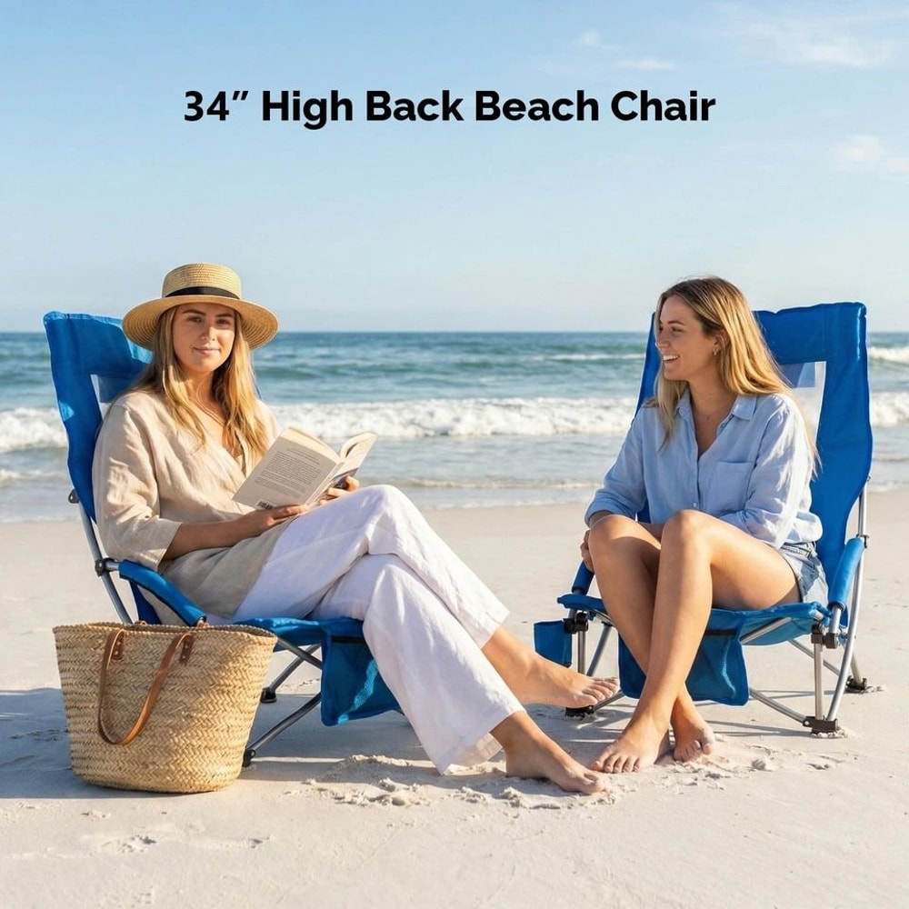 Portable Folding Beach Chair With Backrest Ideal For Lawn Patio Outdoor Activities 6