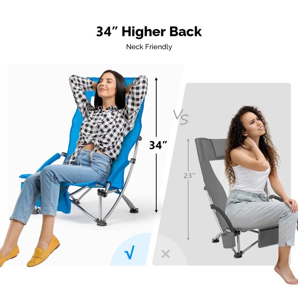 Portable Folding Beach Chair With Backrest Ideal For Lawn Patio Outdoor Activities 7