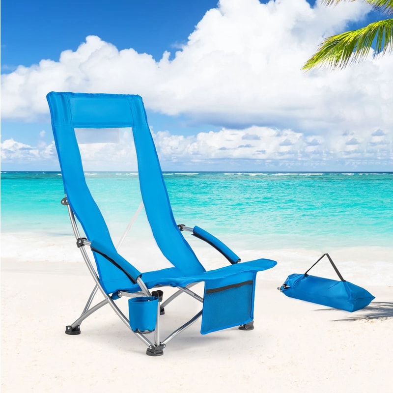 Portable Folding Beach Chair With Backrest Ideal For Lawn Patio Outdoor Activities 0