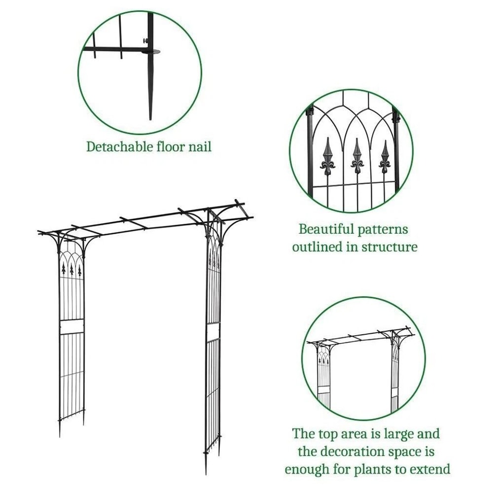 Garden Archway Pergola Trellis Iron Patio Arbor For Climbing Plants And Vines 6