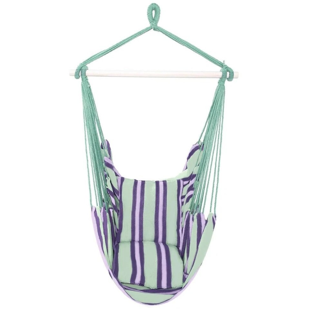 Hammock Swing Chair Hanging Rope Chair Cozy Cotton Porch Seat For Indoor Outdoor Relaxation 1