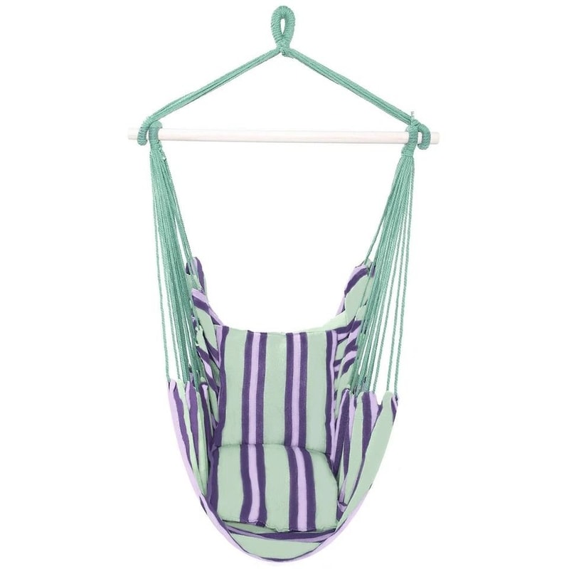 Hammock Swing Chair Hanging Rope Chair Cozy Cotton Porch Seat For Indoor Outdoor Relaxation 1