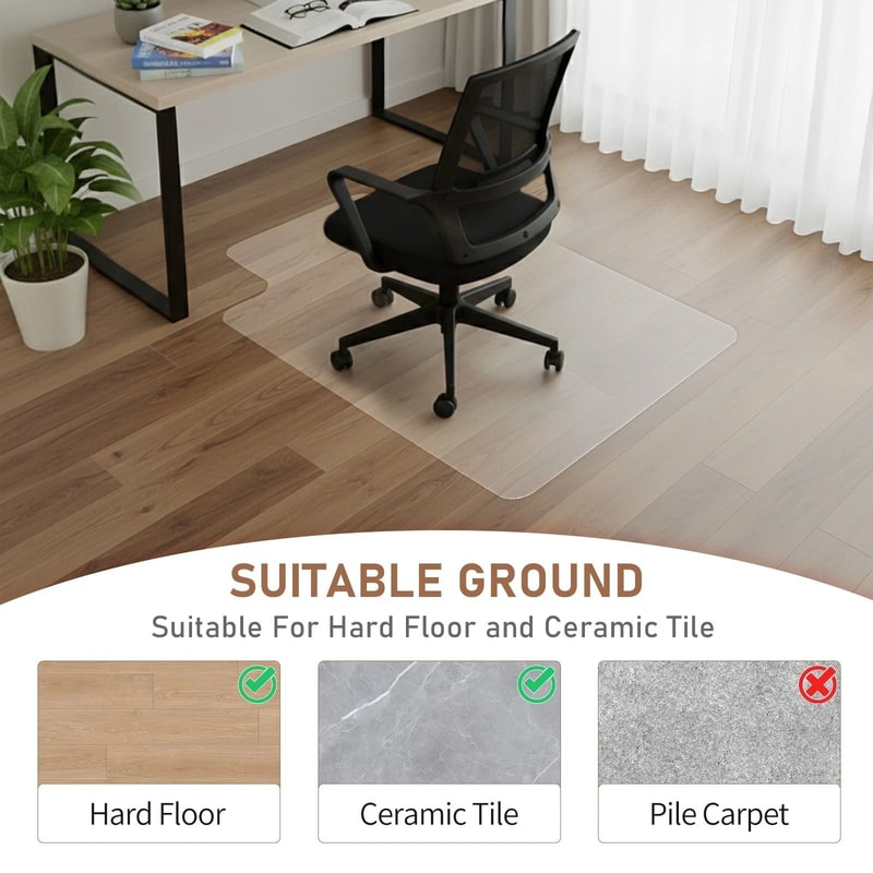 Foldable Chair Mat For Hardwood Floors NonSlip PVC Floor Protector 9