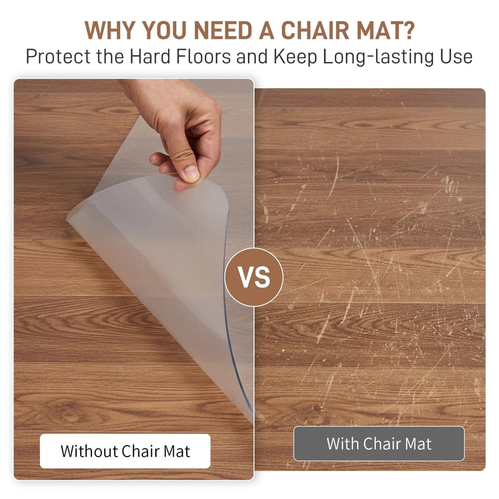 Foldable Chair Mat For Hardwood Floors NonSlip PVC Floor Protector 8