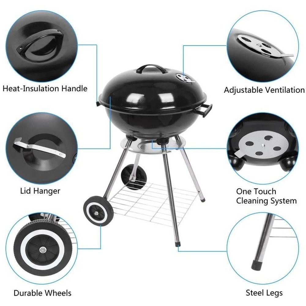Portable Charcoal Grill With Trolley For Outdoor Barbecue Compact Charcoal Stove 8