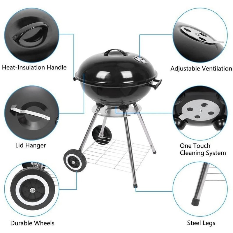 Portable Charcoal Grill With Trolley For Outdoor Barbecue Compact Charcoal Stove 8