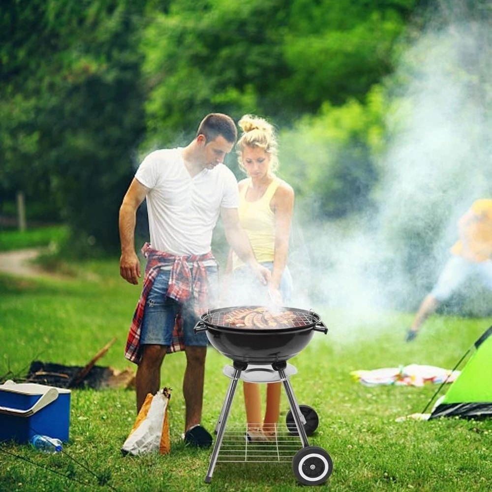 Portable Charcoal Grill With Trolley For Outdoor Barbecue Compact Charcoal Stove 9