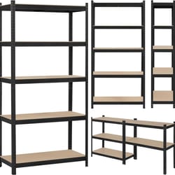 heavy duty tier storage shelf sturdy steel shelving unit for home, garage, and office organization