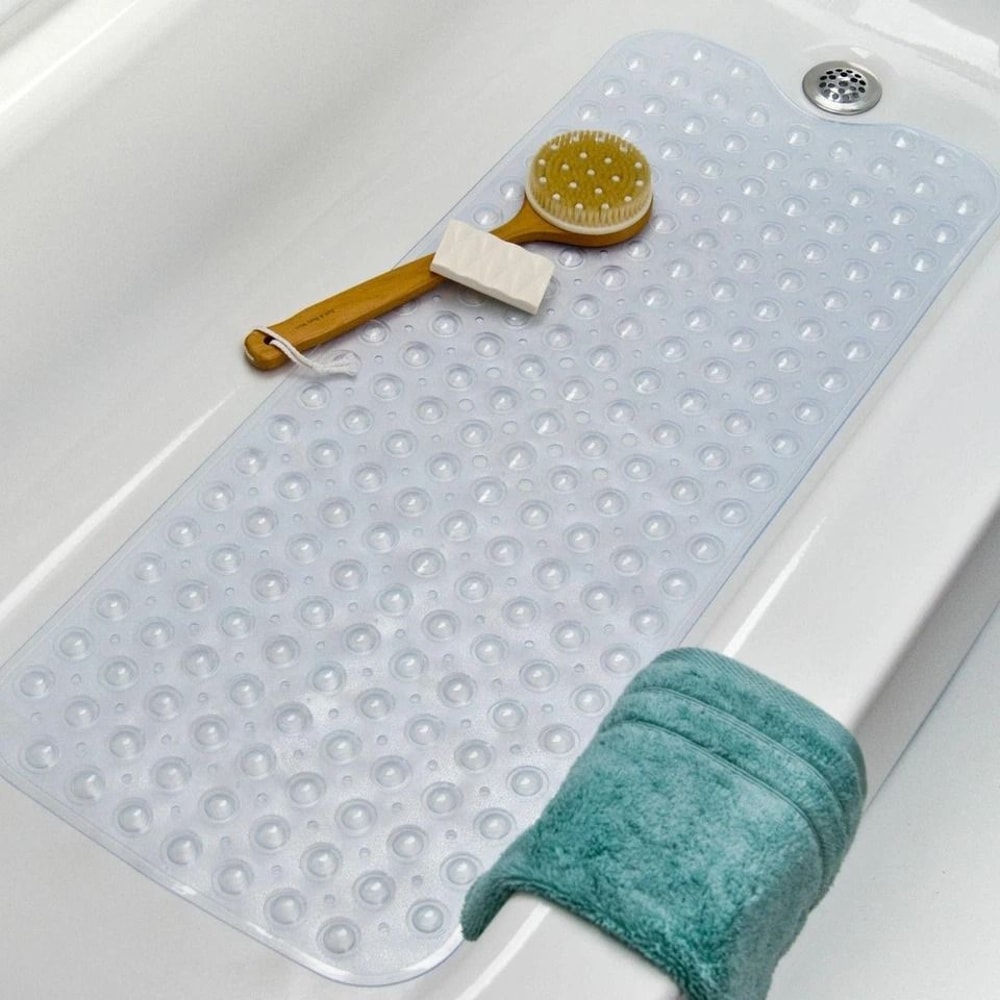 Extra Long AntiSlip Bath Tub Mat With Antibacterial Protection Clear NonSkid Shower Mat For Bathroo 6