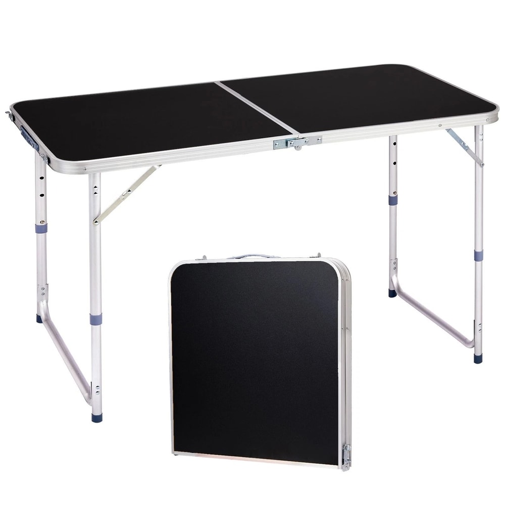 Portable Folding Table Plastic Table For Indoor Outdoor Parties Black 0