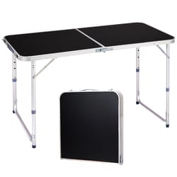 portable folding table plastic table for indoor & outdoor parties, black