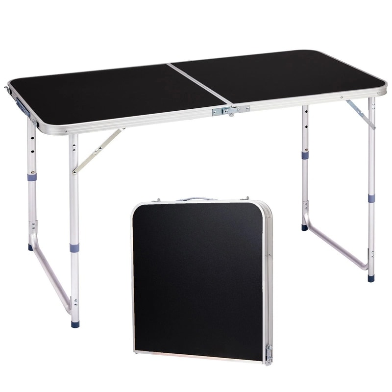 Portable Folding Table Plastic Table For Indoor Outdoor Parties Black 0