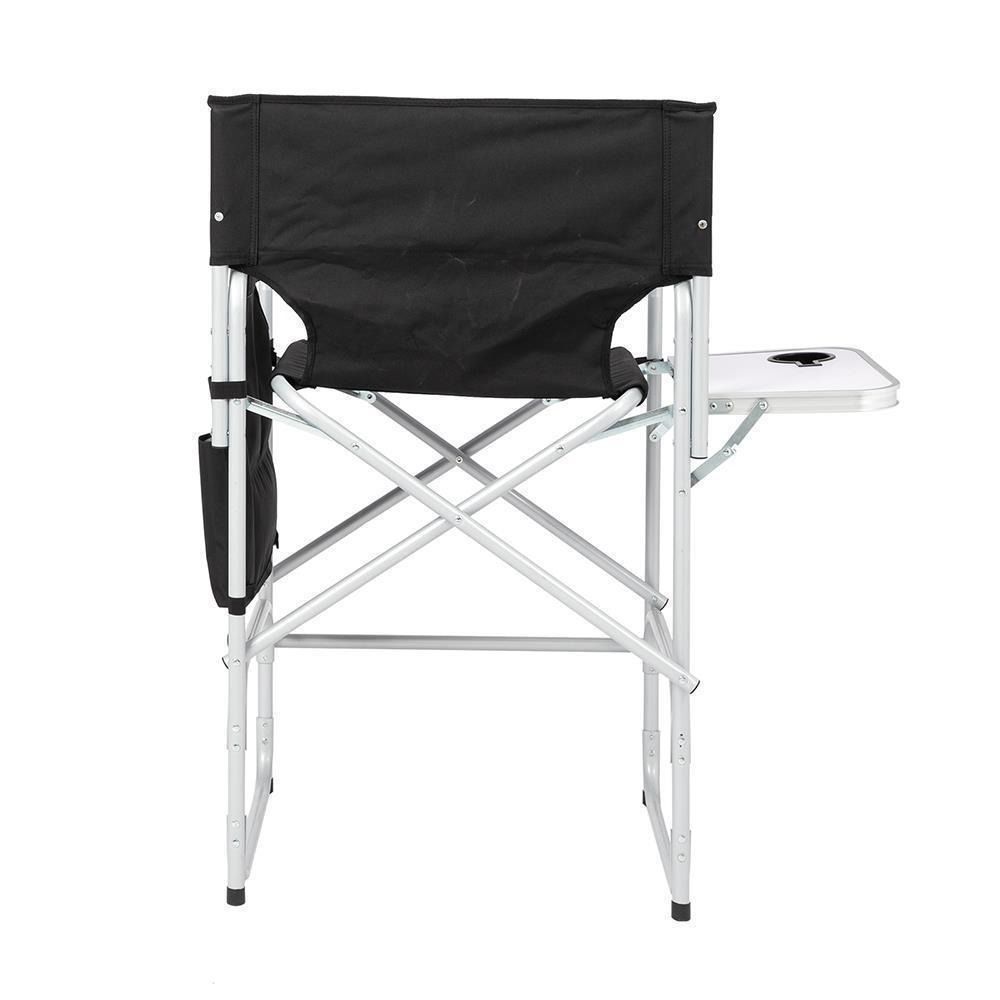 Tall Director Chair With Folding Footrest Black Iron Outdoor Indoor Use 1