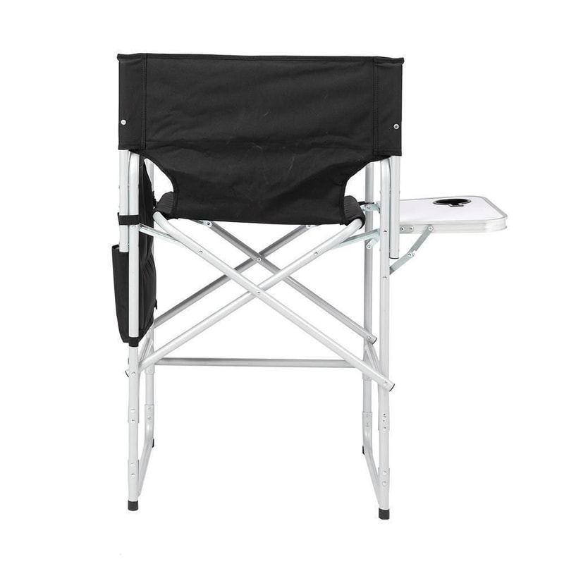 Tall Director Chair With Folding Footrest Black Iron Outdoor Indoor Use 1