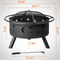Outdoor Fire Pit BBQ Stove Wood Burning Round Fireplace For Patio Backyard Porch 4