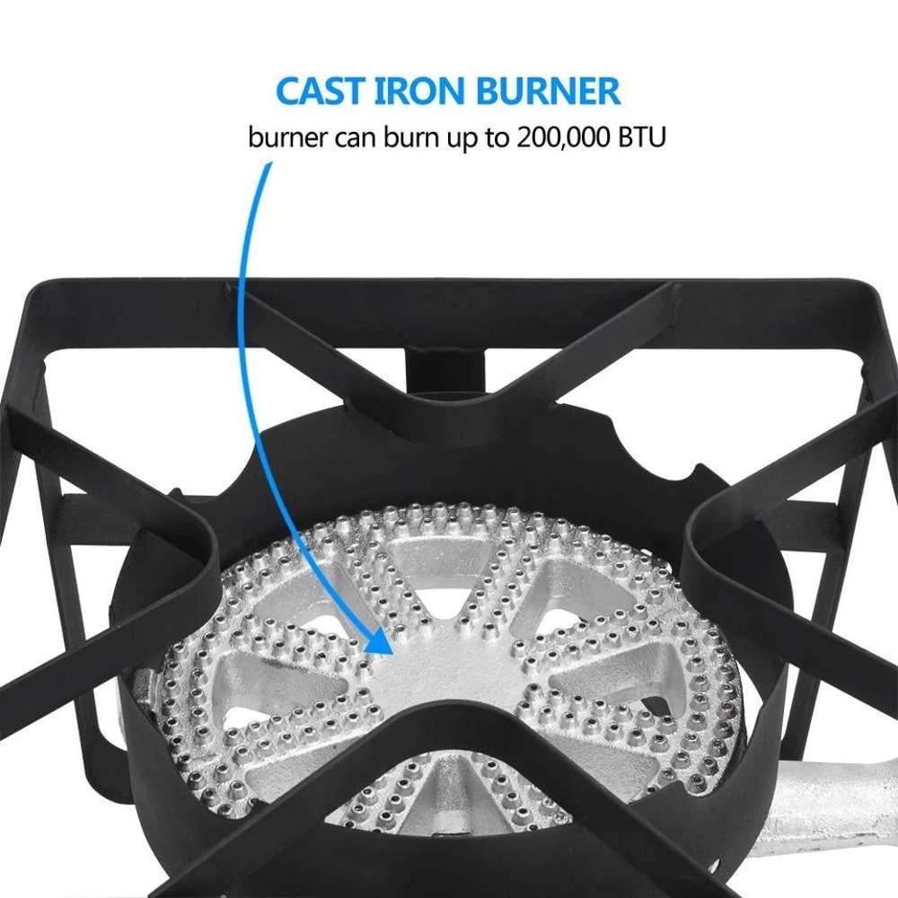 BTU Outdoor Camping Propane Burner Stove Gas Cooker Grill With Cast Iron Construction 5