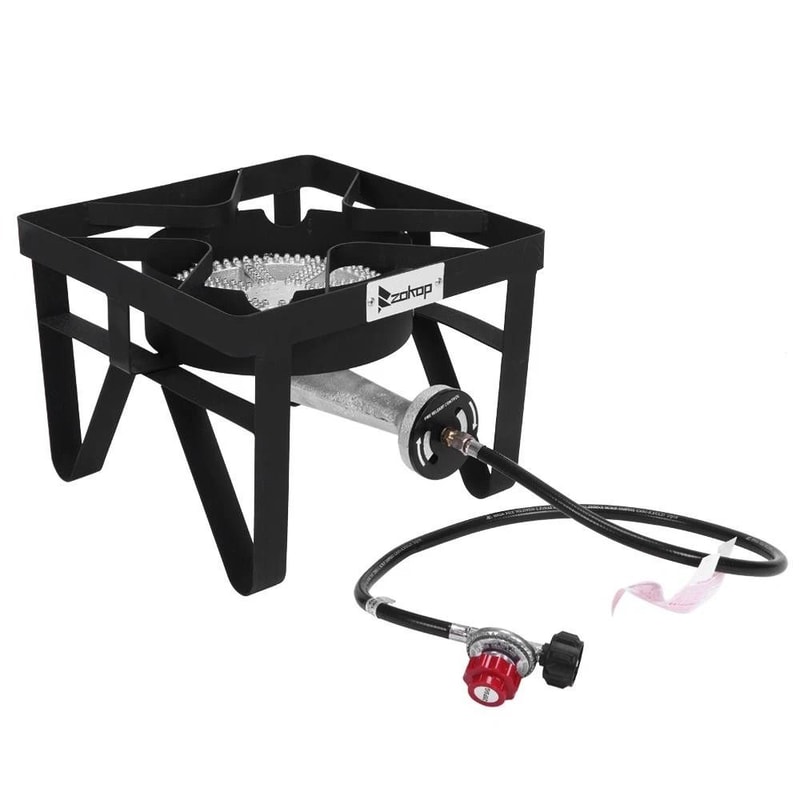 BTU Outdoor Camping Propane Burner Stove Gas Cooker Grill With Cast Iron Construction 0