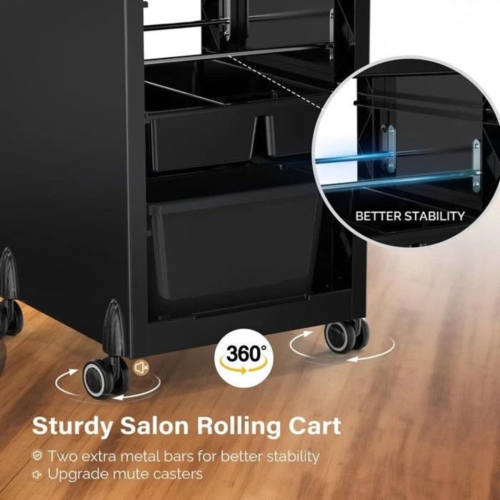 Rolling Salon Trolley Storage Cart With Drawers For Beauty Salon SPA Tattoo And Barber 7