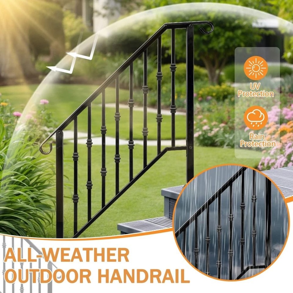 Iron Handrail For Durable Outdoor Stair Railing For Garden Safety 4