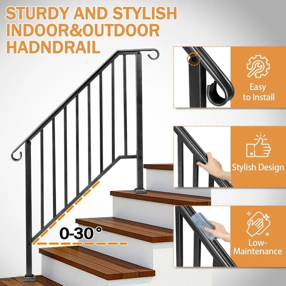 Iron Handrail For Durable Outdoor Stair Railing For Garden Safety 5