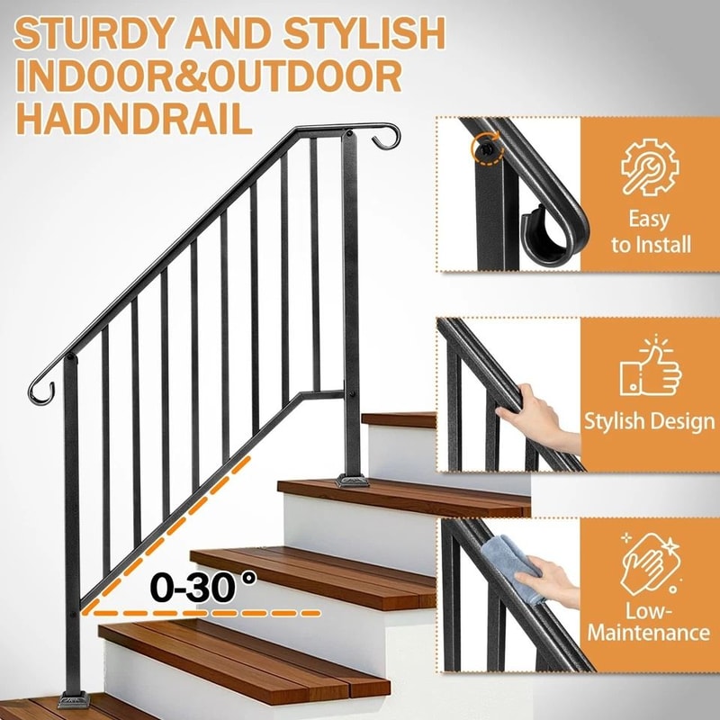 Iron Handrail For Durable Outdoor Stair Railing For Garden Safety 5