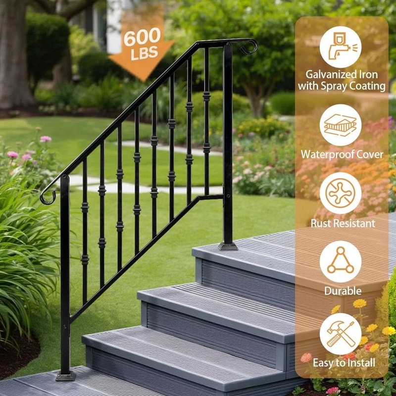 Iron Handrail For Durable Outdoor Stair Railing For Garden Safety 6