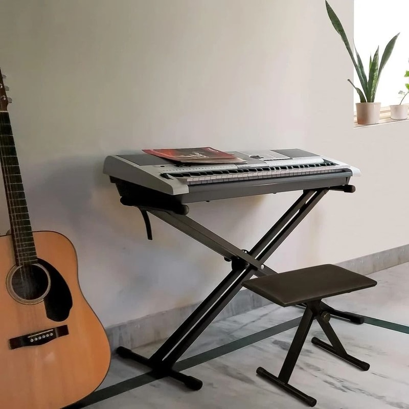 Adjustable Piano Stand And Keyboard Bench Set Portable DoubleX Construction Adjustable Height 2