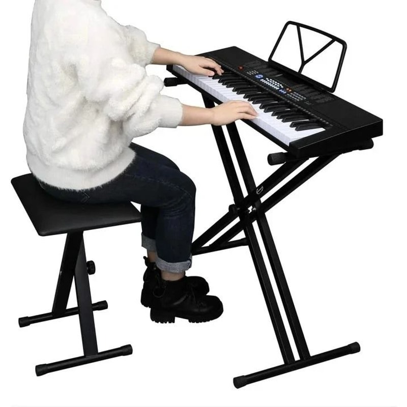 Adjustable Piano Stand And Keyboard Bench Set Portable DoubleX Construction Adjustable Height 6