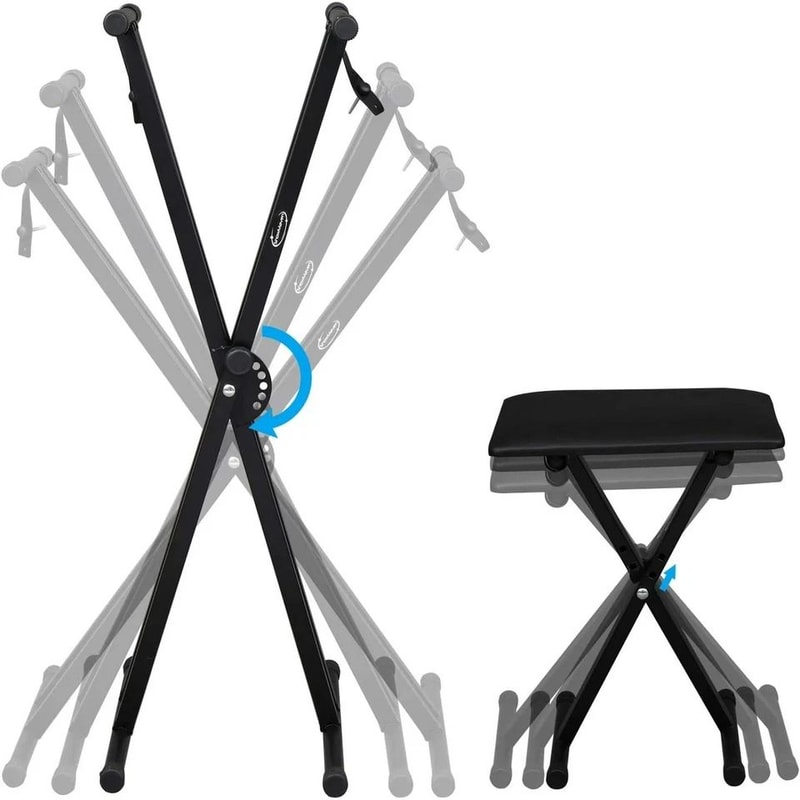 Adjustable Piano Stand And Keyboard Bench Set Portable DoubleX Construction Adjustable Height 7